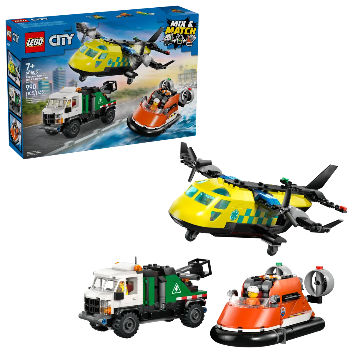 LEGO City - Avión, Camión Técnico y Aerodeslizador 60505