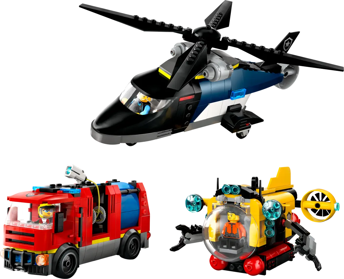 LEGO City - Helicóptero, Camión de Bomberos y Submarino 60462